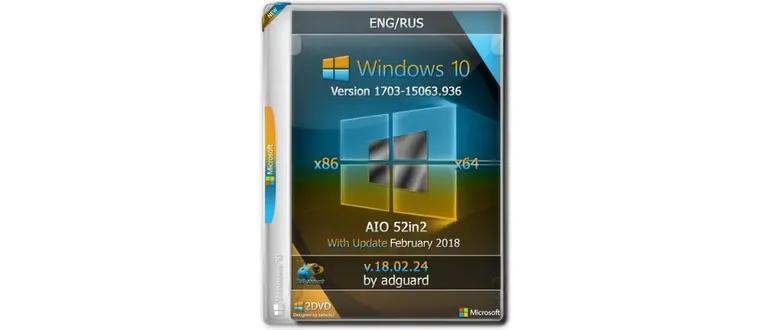 Иконка Windows 10, Version 1703 with Update [15063.936] (x86-x64) AIO [52in2] adguard v18.02.24 (2018) Русский Английский