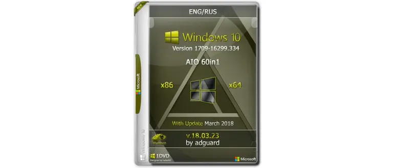 Иконка Windows 10, Version 1709 with Update AIO [60in1] adguard v.18.03.23 (2018) Русский Английский
