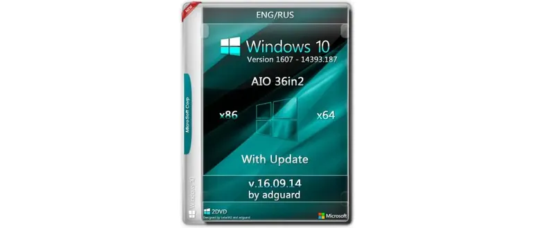 Иконка Windows 10 Version 1607 with Update [14393.187] (x86 x64) AIO [36in2] adguard v16.09.14 (2016) Английский Русский