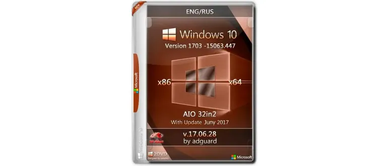 Иконка Windows 10 Version 1703 with Update 15063.447 AIO 32in2 adguard x86 x64 [v17.06.28] (2017) Русский Английский