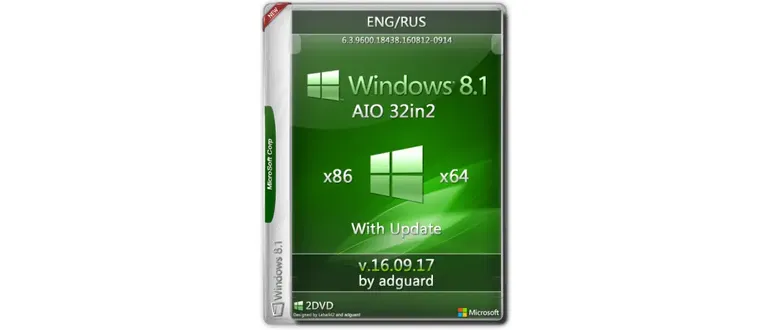 Иконка Windows 8.1 with Update [9600.18438] x86 x64 AIO [32in2] 6.3.9600.18438 v16.09.17 (2016) Английский Русский