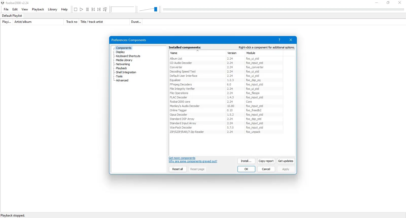 Настройки программы