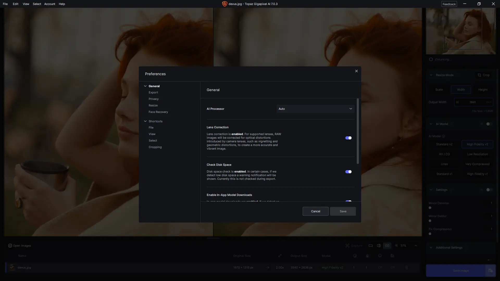 Настройки программы