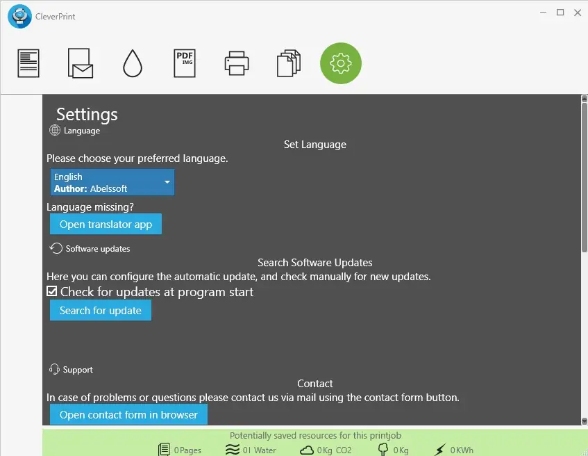 Настройки программы