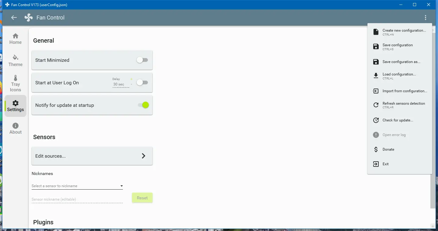 Настройки программы