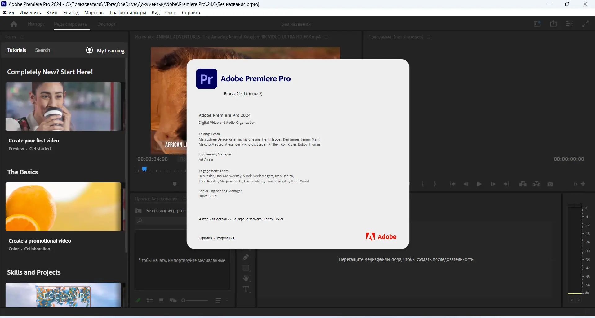 Пользовательсткй интерфейс Adobe Premiere Pro 2024 24.4.1.2 (x64) Portable by 7997 [MultiRu]