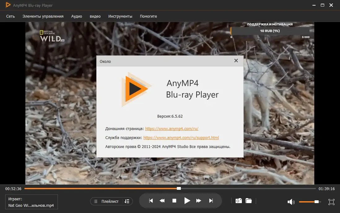 Пользовательсткй интерфейс AnyMP4 Blu-ray Player 6.5.62 Portable by 7997 [Multi Ru]