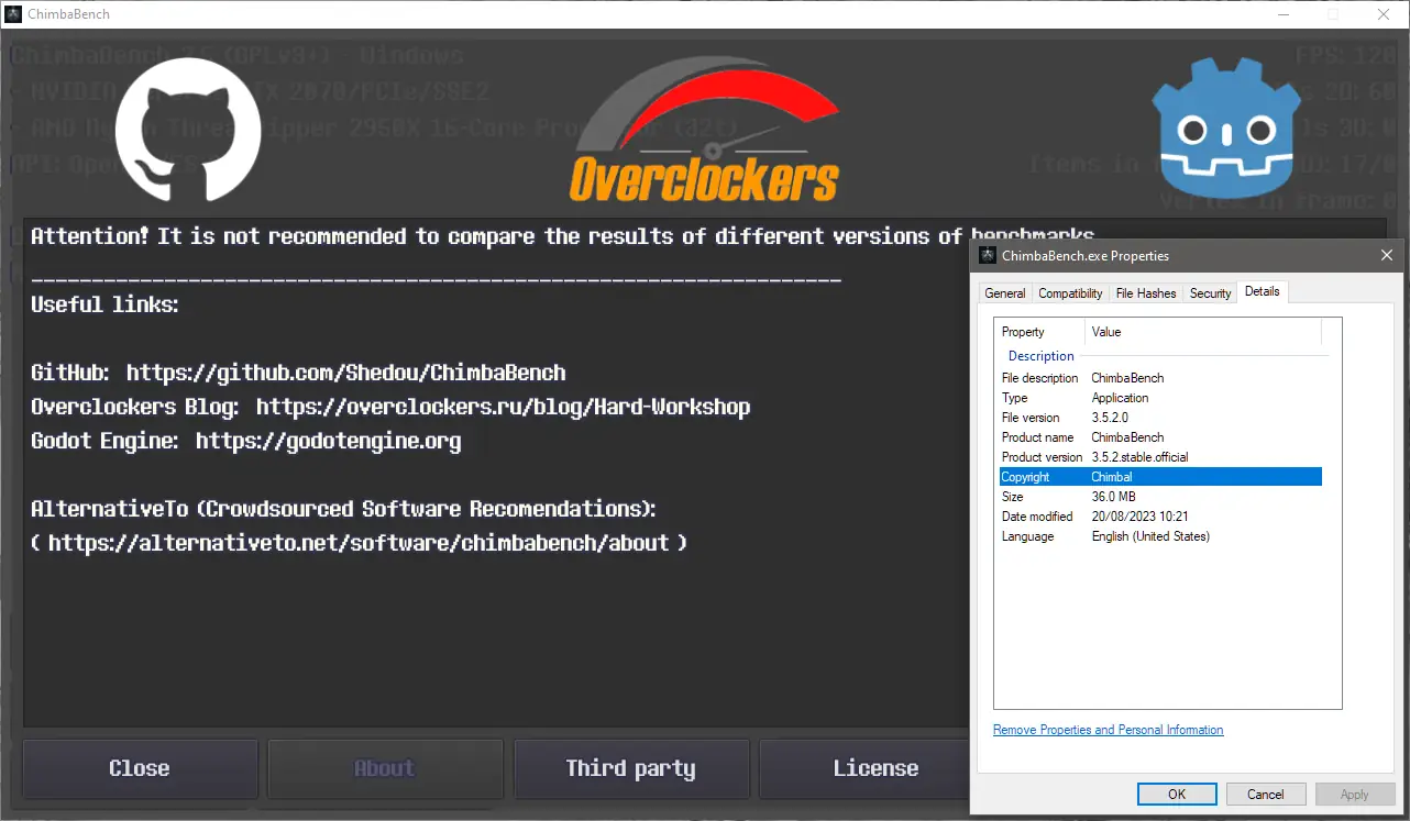 Пользовательсткй интерфейс ChimbaBench v2.5 (3.5.2.0) [En]