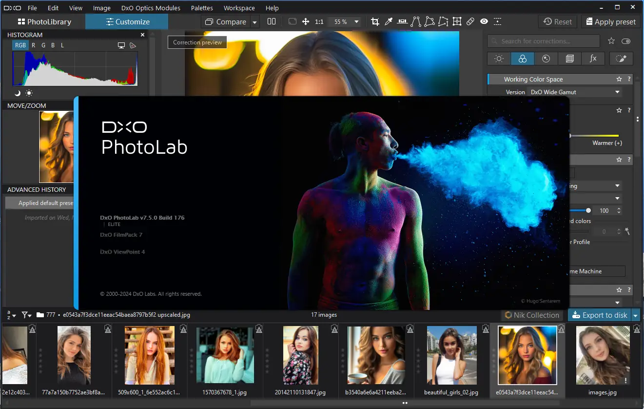 Пользовательсткй интерфейс DxO PhotoLab Elite 7.5.0 build 176 Portable by 7997 [Multi]