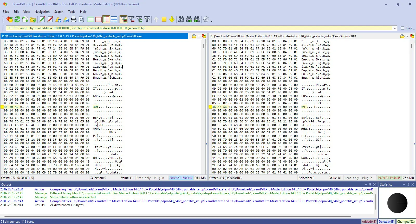 Пользовательсткй интерфейс ExamDiff Pro Master Edition 14.0.1.13 + Portable [En]