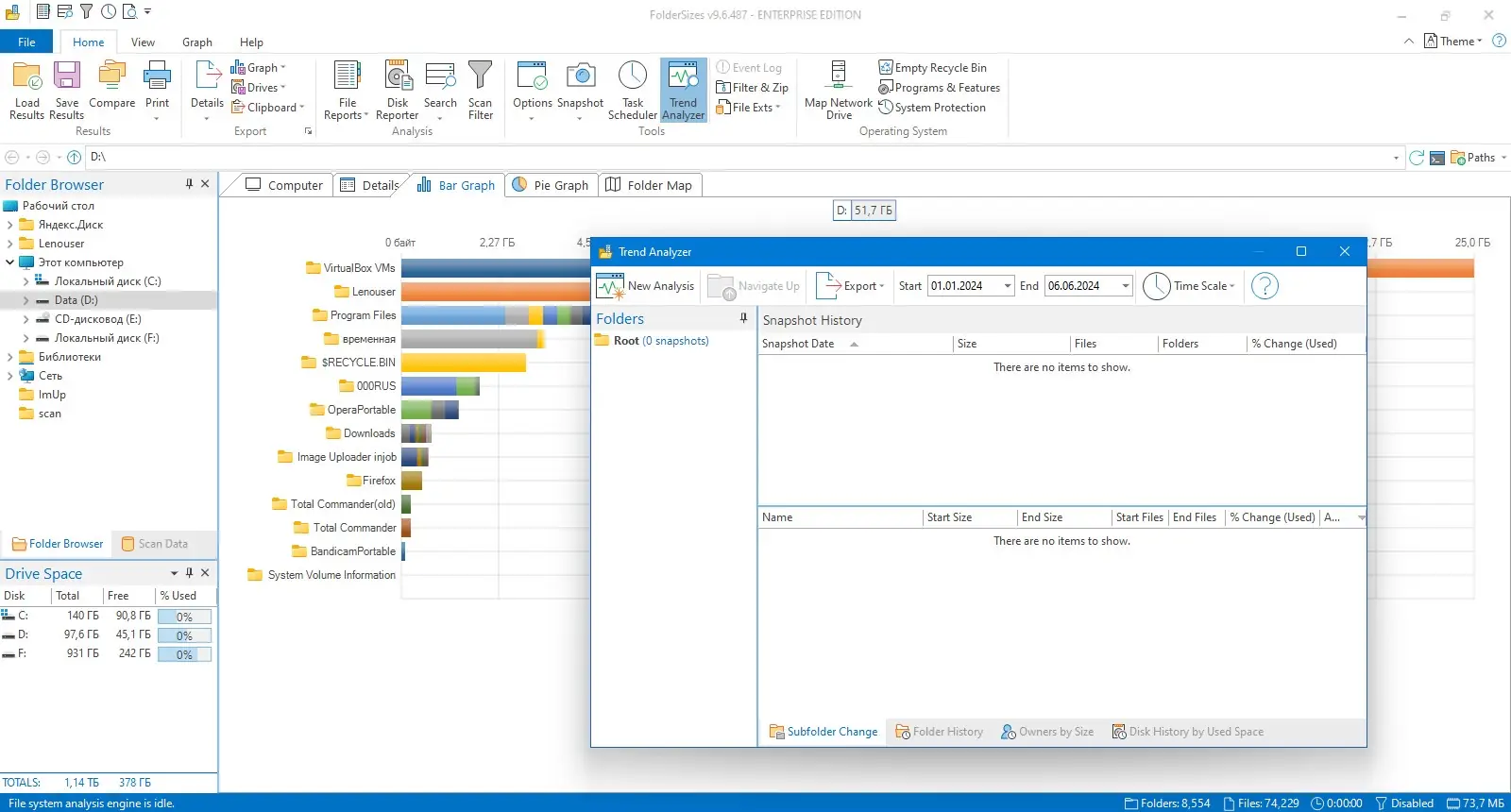 Пользовательсткй интерфейс FolderSizes 9.6.487 Enterprise [En]