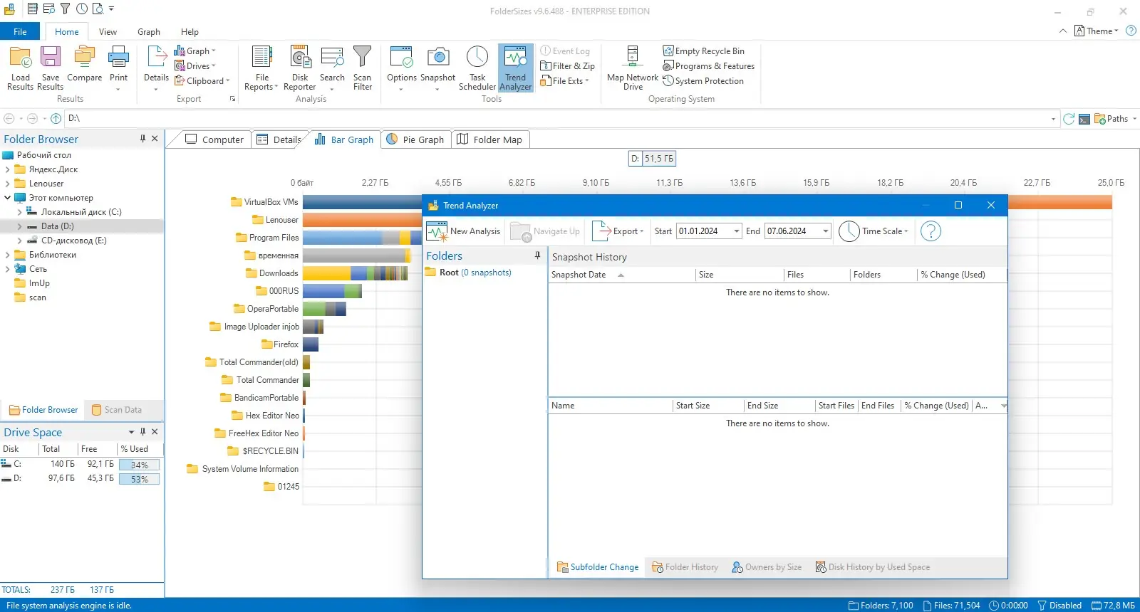 Пользовательсткй интерфейс FolderSizes 9.6.488 Enterprise [En]