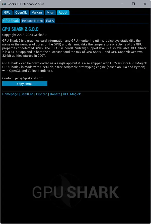 Пользовательсткй интерфейс GPU Shark II 2.6.0.0 + Portable [En]