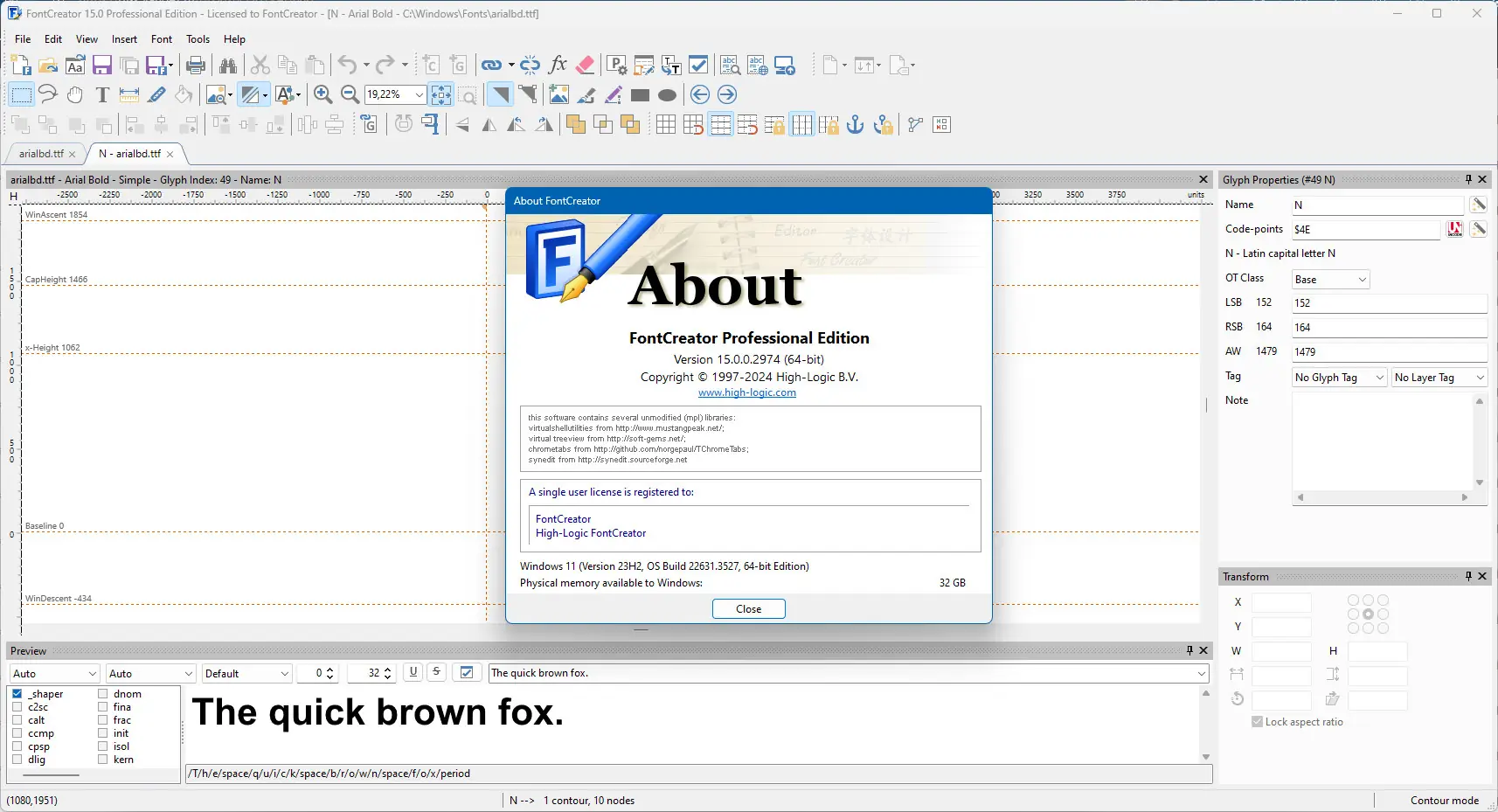 Пользовательсткй интерфейс High-Logic FontCreator Professional 15.0.0.2974 Portable by 7997 [En]