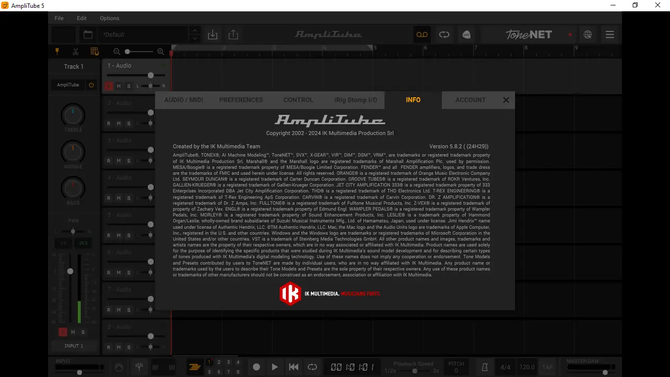 Пользовательсткй интерфейс IK Multimedia - AmpliTube 5 MAX V2 5.8.2 STANDALONE, VST, VST 3, AAX (x64) [En]