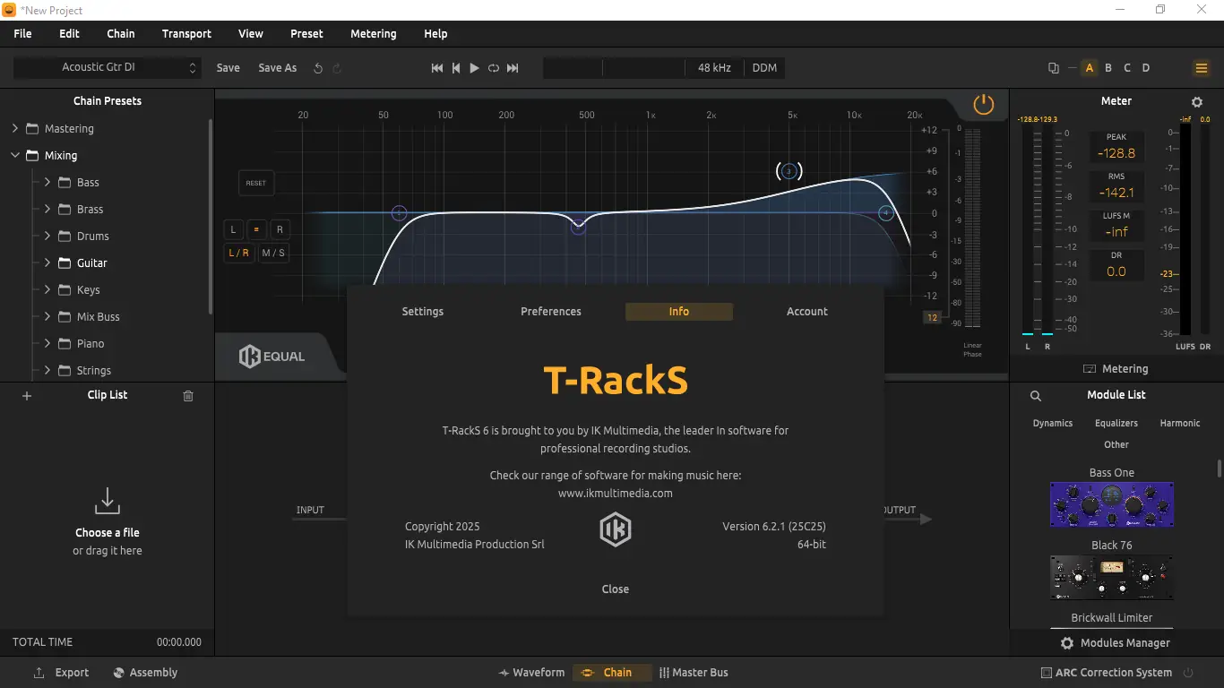 Пользовательсткй интерфейс IK Multimedia - T-RackS 6 6.2.1 STANDALONE, VST 3, AAX (x64) [En]