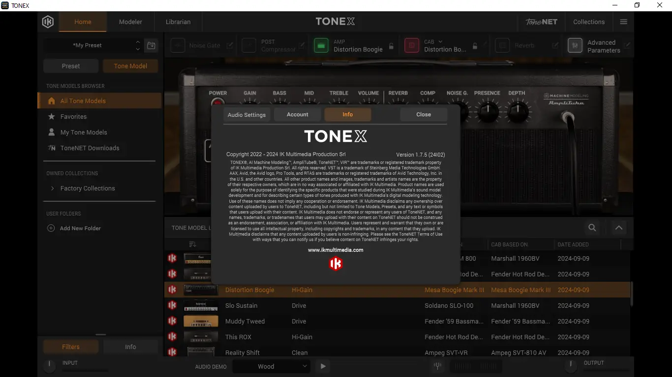 Пользовательсткй интерфейс IK Multimedia - TONEX MAX 1.7.5 STANDALONE, VST, VST 3, AAX (x64) [En]