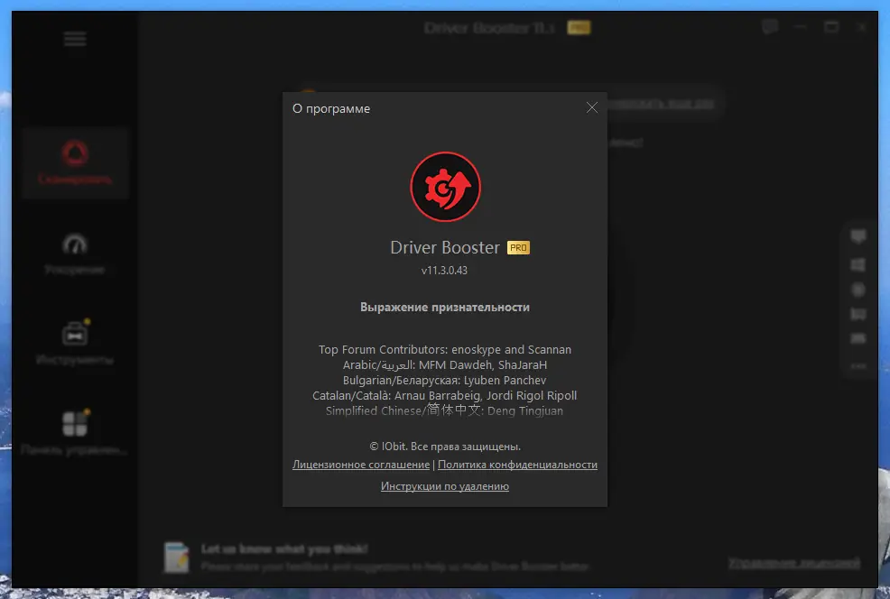 Пользовательсткй интерфейс IObit Driver Booster Pro 11.3.0.43 Portable by 7997 [Multi Ru]
