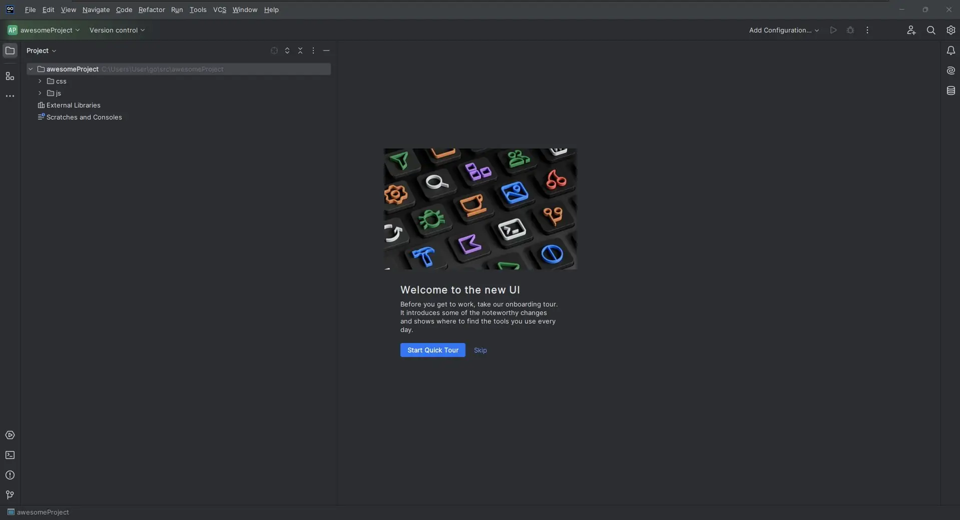 Пользовательсткй интерфейс JetBrains GoLand 2024.1 Repack by Sitego [En]