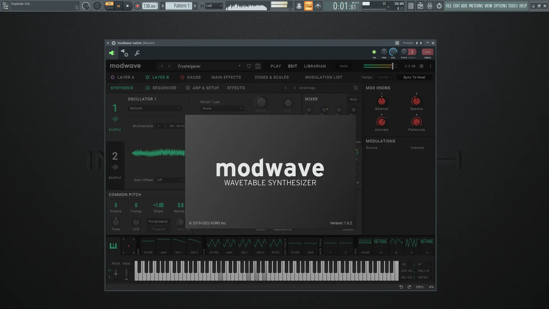 Пользовательсткй интерфейс KORG - Modwave Native 1.0.2 Standalone, VSTi 3, AAX (x64) [En]