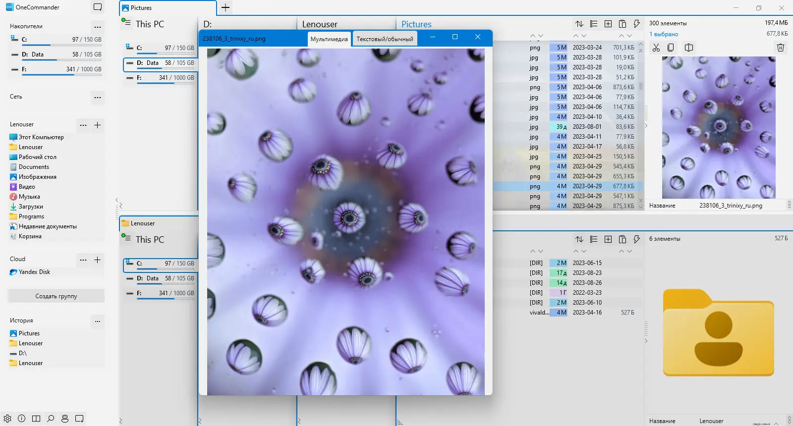 Пользовательсткй интерфейс OneCommander Pro 3.51.2.0 Portable [Multi Ru]