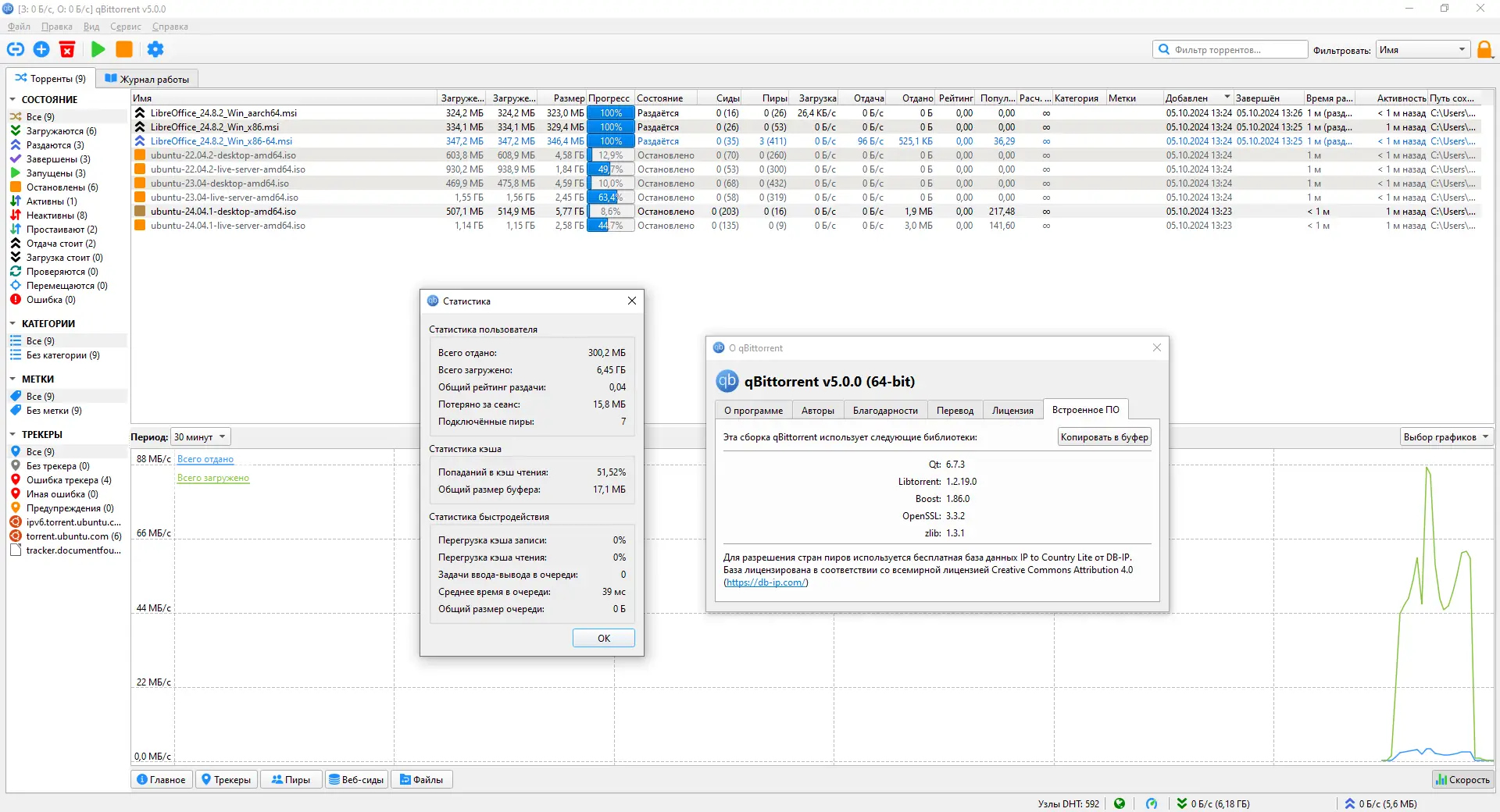 Пользовательсткй интерфейс qBittorrent 5.0.0 Portable by stalkerok (x64) [Multi Ru]