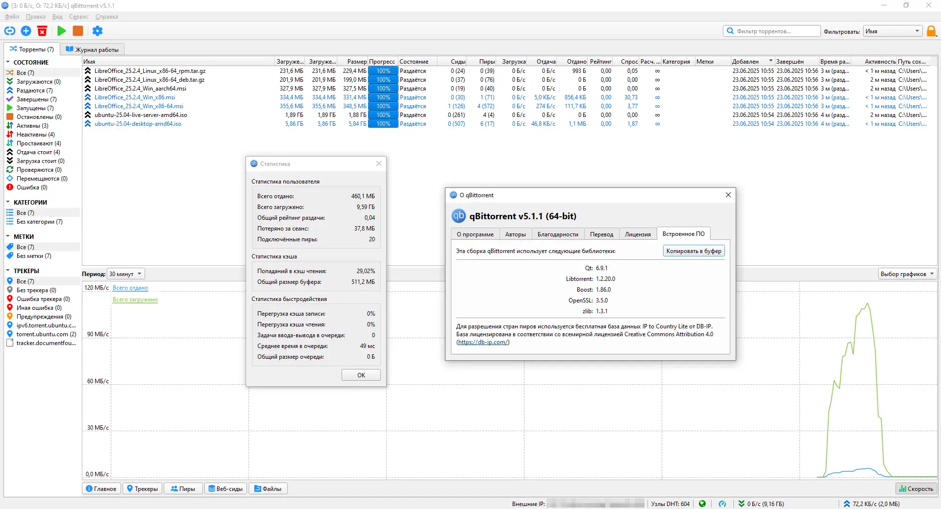 Пользовательсткй интерфейс qBittorrent 5.1.1 Portable by stalkerok (x64) [Multi Ru]