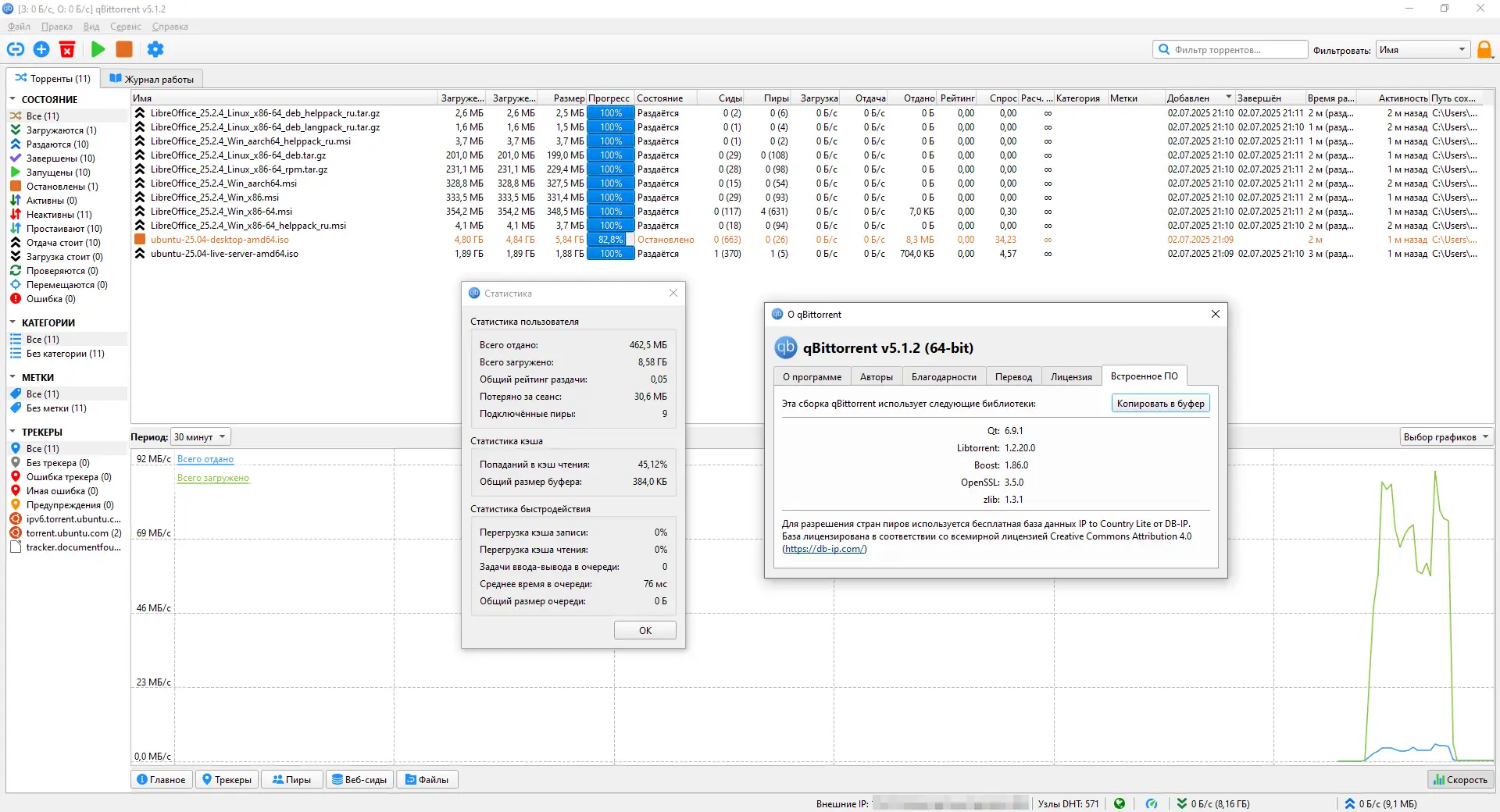 Пользовательсткй интерфейс qBittorrent 5.1.2 Portable by stalkerok (x64) [Multi Ru]