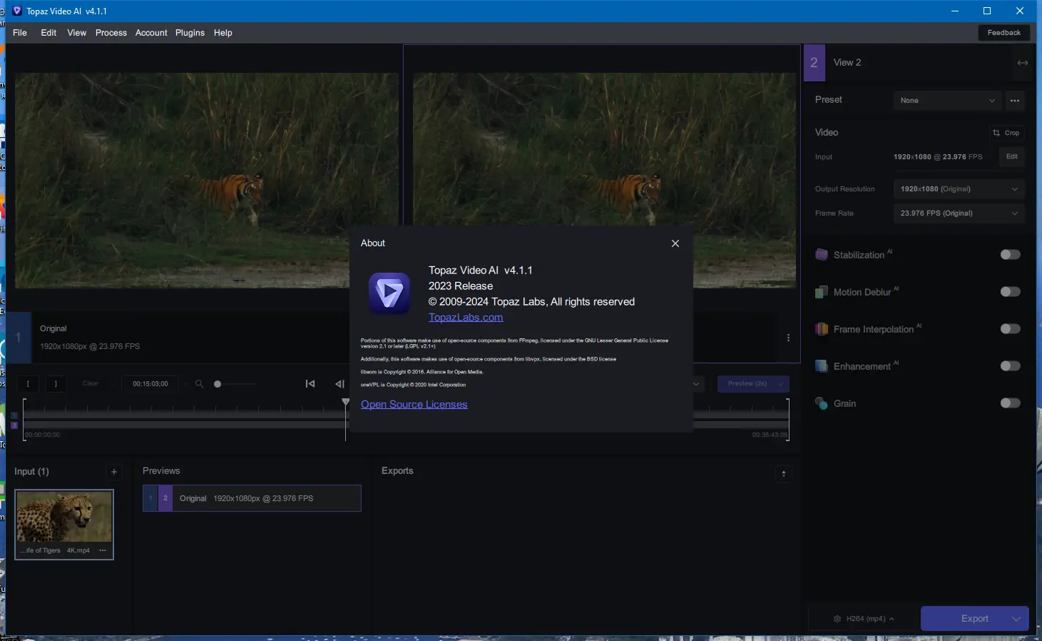 Пользовательсткй интерфейс Topaz Video AI 4.1.1 (x64) Portable by 7997 [En]