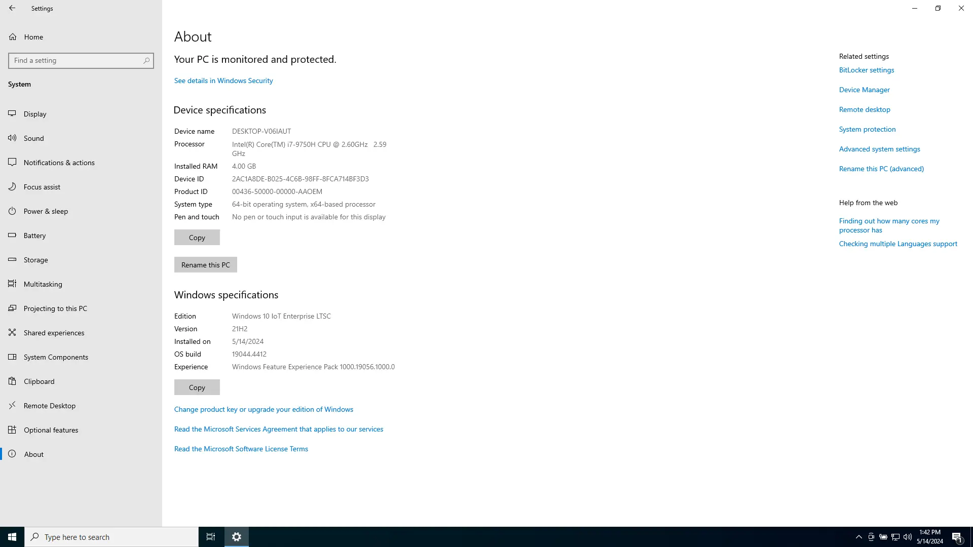 Пользовательсткй интерфейс Windows 10 IoT Enterprise LTSC 2021 21H2 19044.4412 x64 (Updated May 2024) by sommov95 [Ru En]