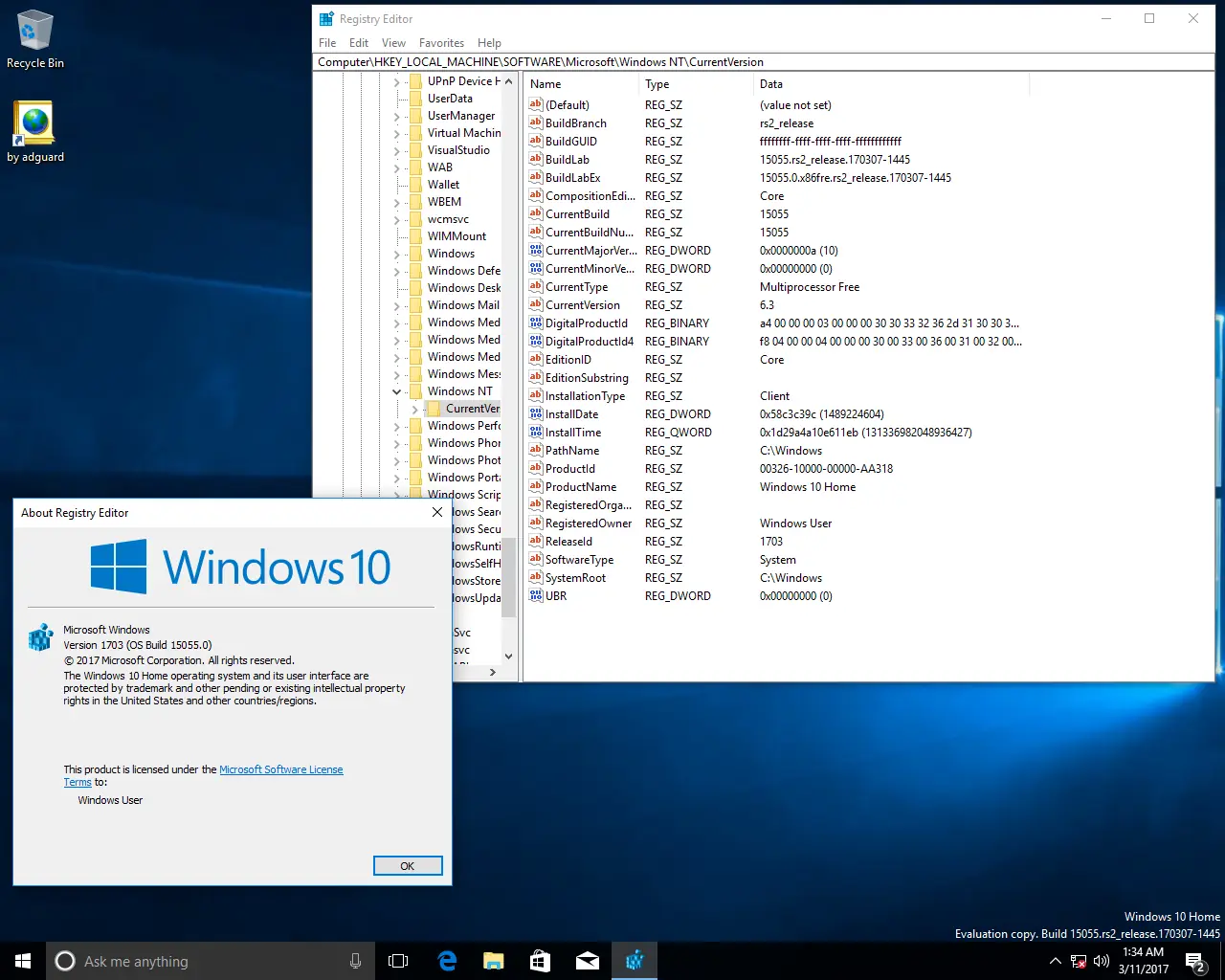 Пользовательсткй интерфейс Windows 10 Redstone 2 [15055.0] (x86 x64) AIO [32in2] adguard (v17.03.11)