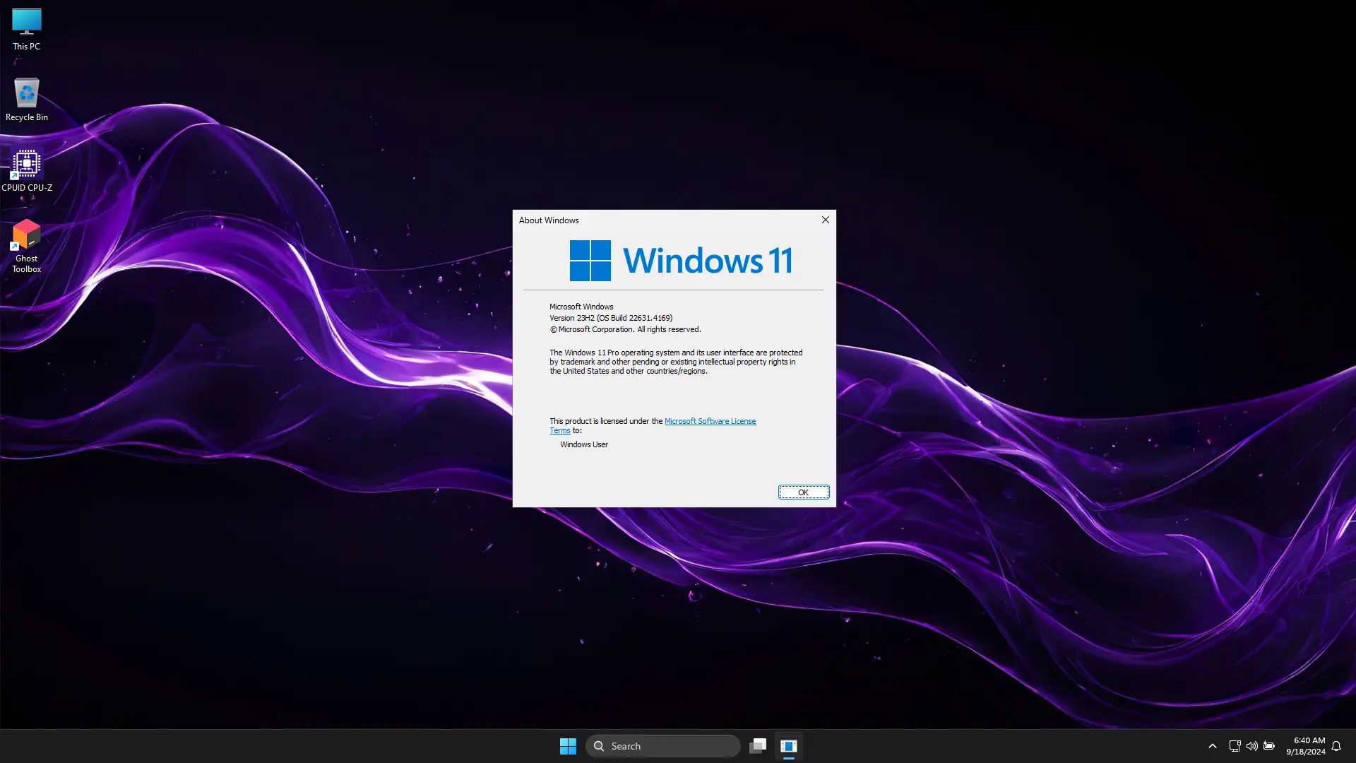 Пользовательсткй интерфейс Windows 11 PRO 23H2 22631.4169 Update 11 by Ghost Spectre [En]