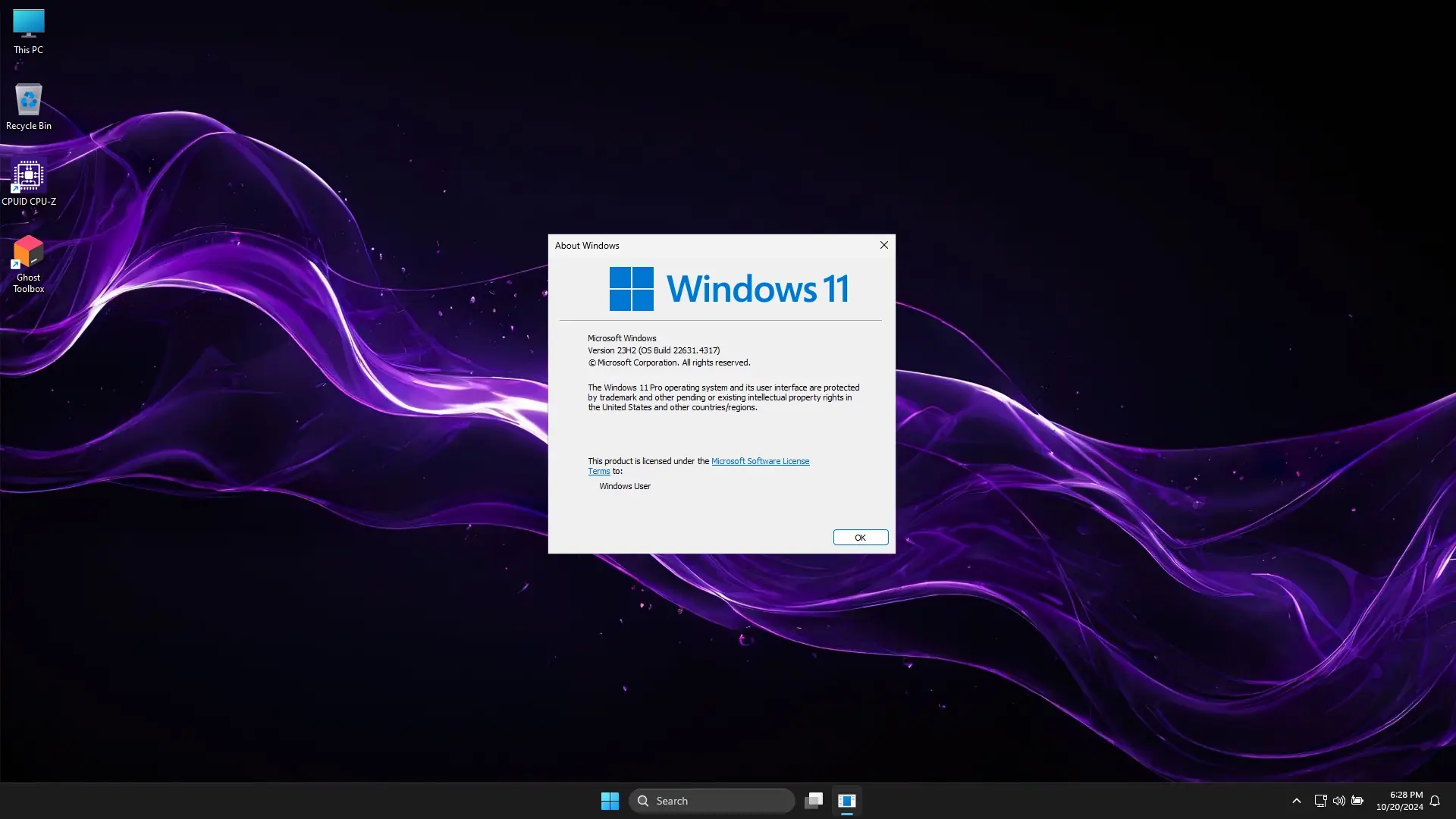 Пользовательсткй интерфейс Windows 11 PRO 23H2 22631.4317 Update 12 by Ghost Spectre [En]