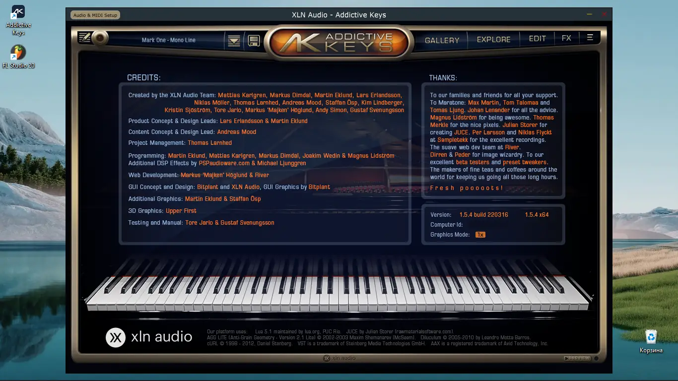 Пользовательсткй интерфейс XLN Audio - Addictive Keys Complete 1.5.4.2 STANDALONE, VSTi, AAX [En]