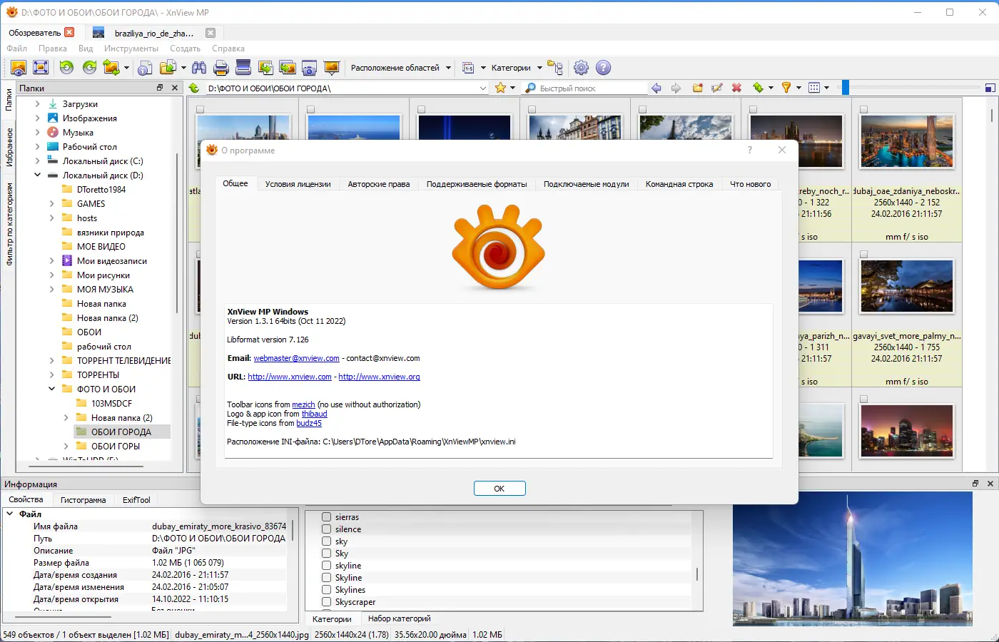Пользовательсткй интерфейс XnViewMP 1.3.1 + Portable [Multi Ru]