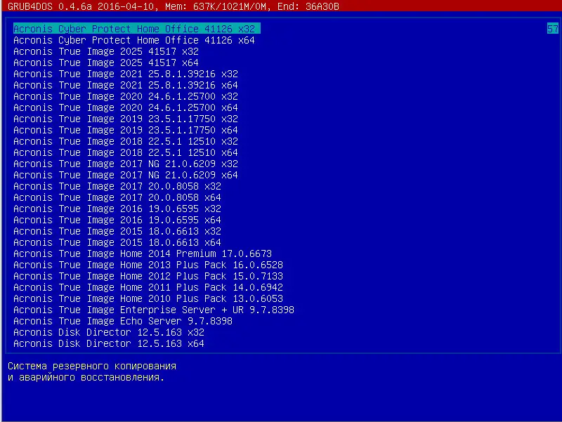 Программный интерфейс Acronis Boot Disk 2024 05.10.24 Grub4Dos+EFI GRUB2x64 by Bombokot [Ru]