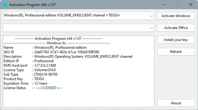 Программный интерфейс Activation Program 1.07 Portable by Ratiborus [En]