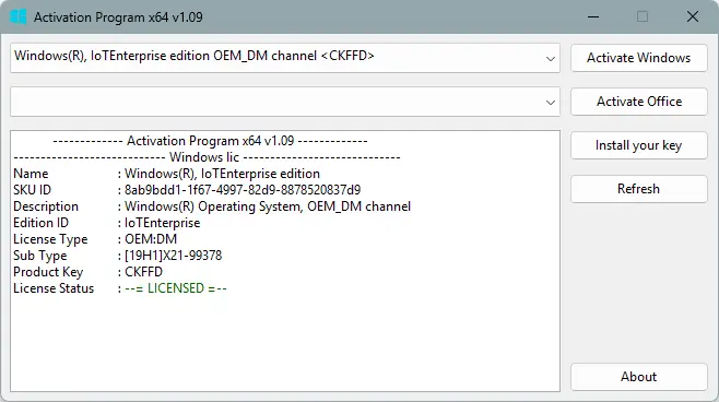 Программный интерфейс Activation Program 1.09 Portable by Ratiborus [En]