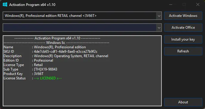Программный интерфейс Activation Program 1.10 Portable by Ratiborus [En]