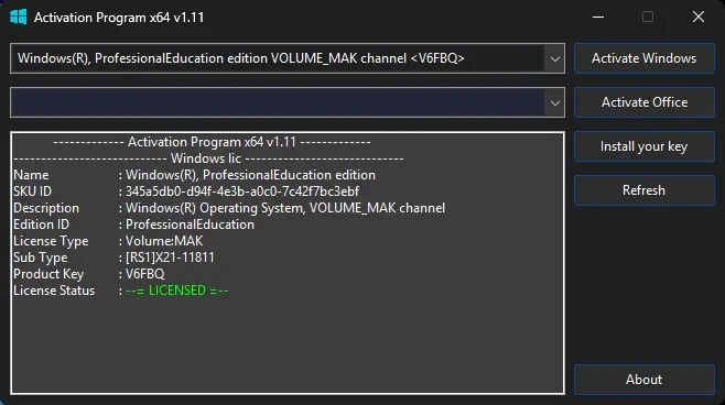 Программный интерфейс Activation Program 1.11 Portable by Ratiborus [En]
