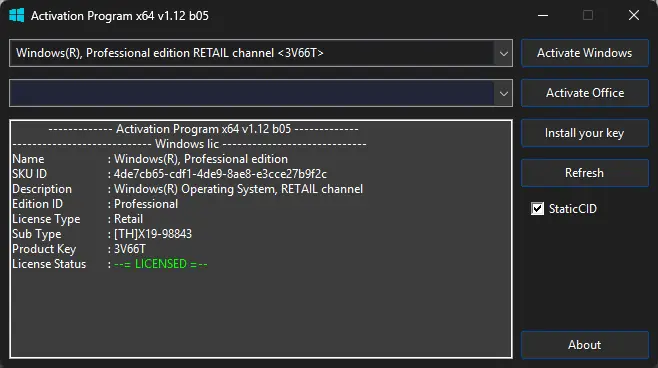 Программный интерфейс Activation Program 1.12 b05 Portable by Ratiborus [En]