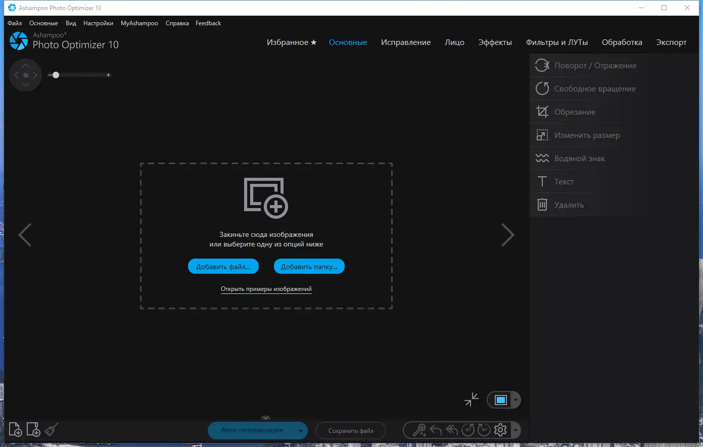 Программный интерфейс Ashampoo Photo Optimizer 10.0.1.1 RePack (& Portable) by elchupacabra [Multi Ru]