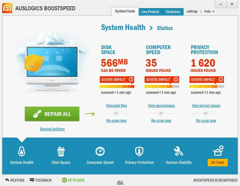 Программный интерфейс AusLogics BoostSpeed 6.5.4.0 DC 09.04.2014 RePack (& Portable) by KpoJIuK [En]