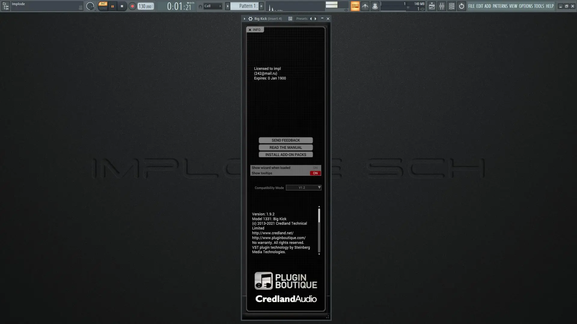 Программный интерфейс Credland Audio - BigKick 1.9.2 VSTi, AAX (x64) [En]