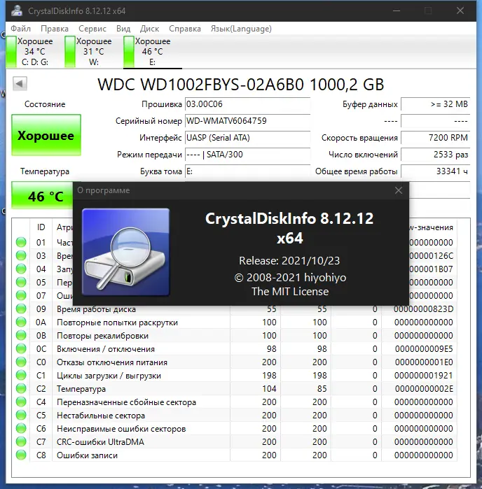 Программный интерфейс CrystalDiskInfo 8.12.12 RePack (& Portable) by elchupacabra [Multi Ru]