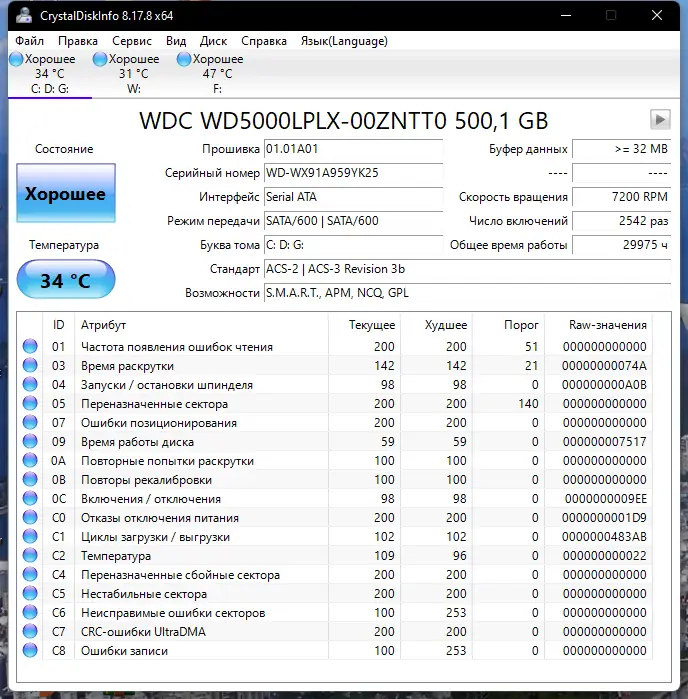 Программный интерфейс CrystalDiskInfo 8.17.8 RePack (& Portable) by elchupacabra [Multi Ru]