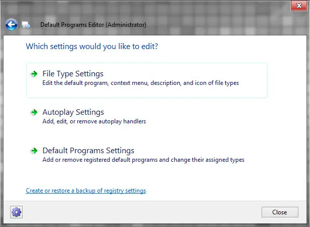 Программный интерфейс Default Programs Editor 2.7.2675.2253 Portable [En]