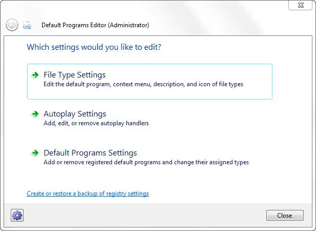 Программный интерфейс Default Programs Editor 2.7.2676.2142 Portable [En]