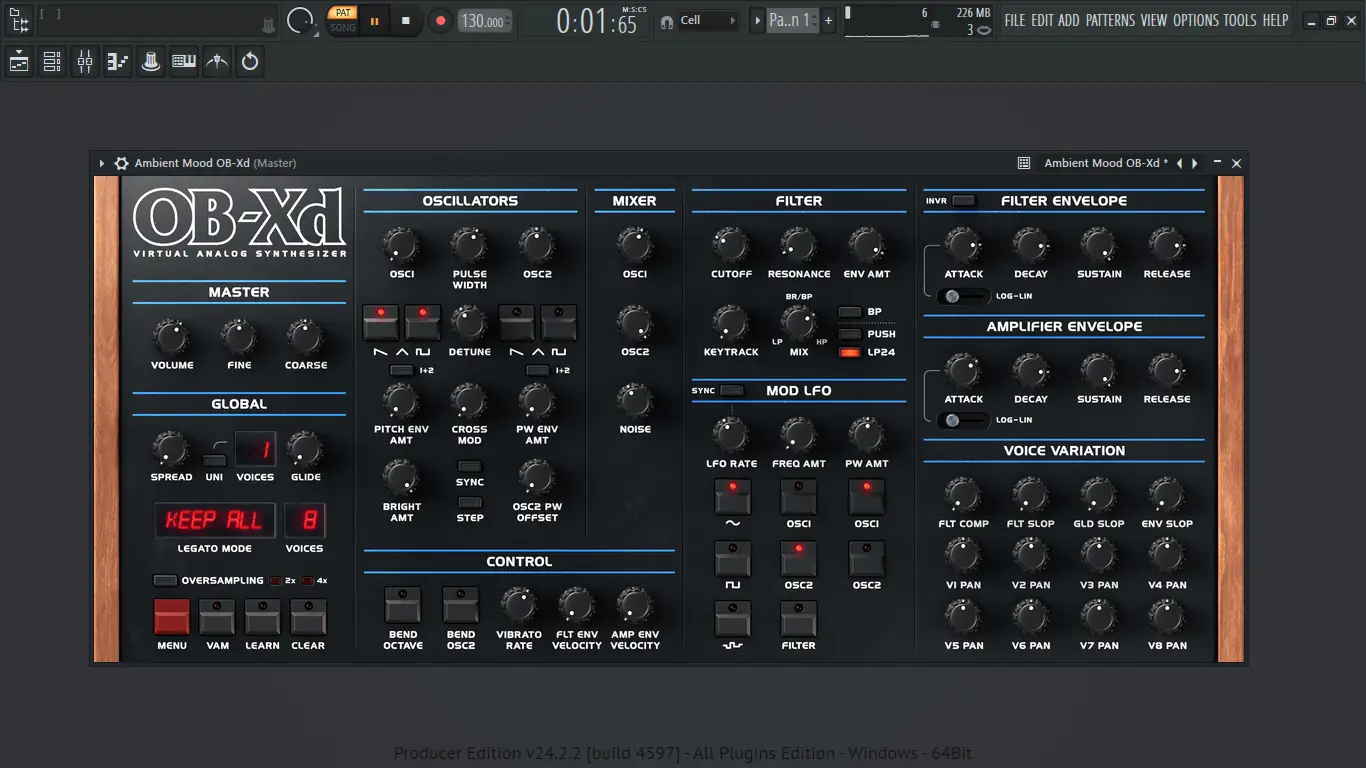 Программный интерфейс discoDSP - OB-Xd 3.8.0 STANDALONE, VSTi, VSTi 3 (x64) [En]