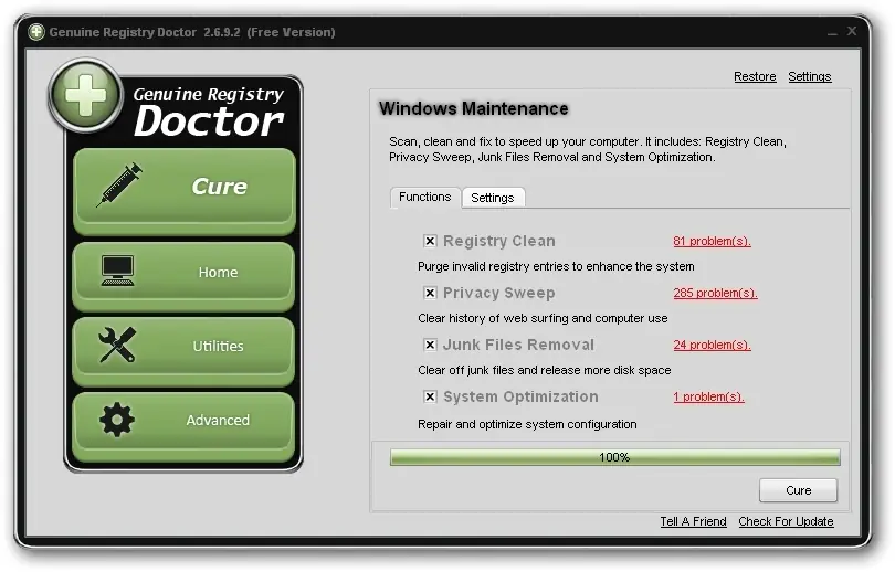 Программный интерфейс Genuine Registry Doctor 2.6.9.2 Final [En]